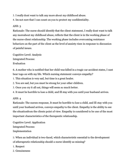 Test Bank Essentials of Psychiatric Mental Health Nursing 8th Edition: Concepts of Care in Evidence by Morgan Townsend