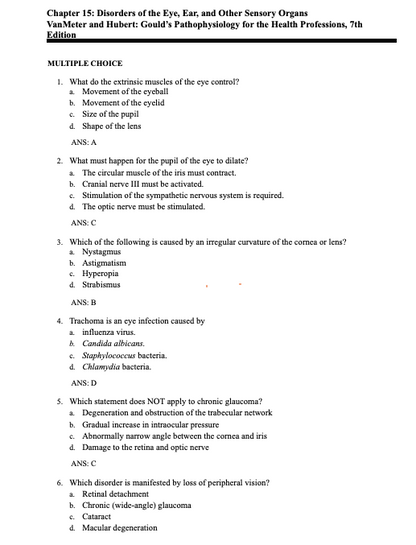 Test Bank Gould's Pathophysiology for the Health Professions 7th Edition by VanMeter