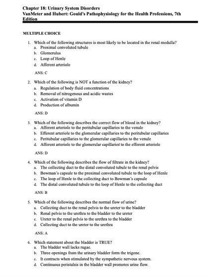 Test Bank Gould's Pathophysiology for the Health Professions 7th Edition by VanMeter