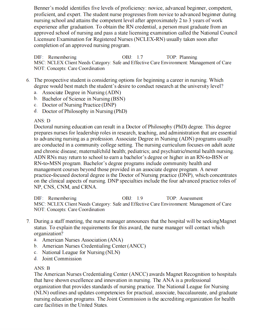 Test Bank Fundamentals of Nursing: Active Learning for Collaborative Practice 3rd Edition