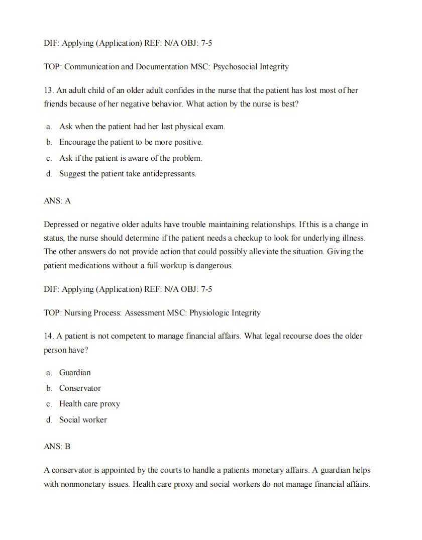 Test Bank Gerontological Nursing 10th Edition by Charlotte Eliopoulos