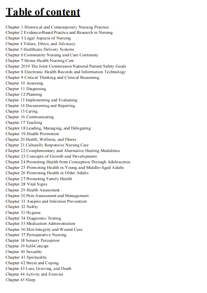 Test Bank Kozier & Erb’s Fundamentals of Nursing 11th Edition