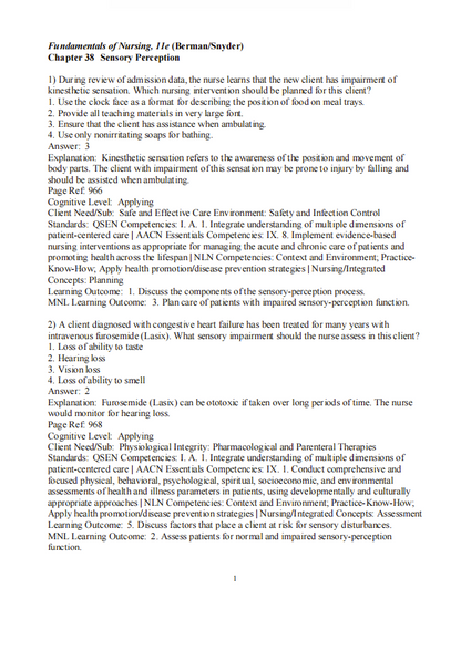 Test Bank Kozier & Erb’s Fundamentals of Nursing 11th Edition