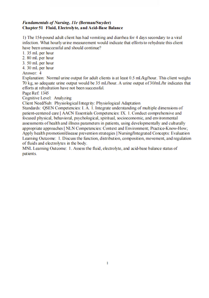 Test Bank Kozier & Erb’s Fundamentals of Nursing 11th Edition