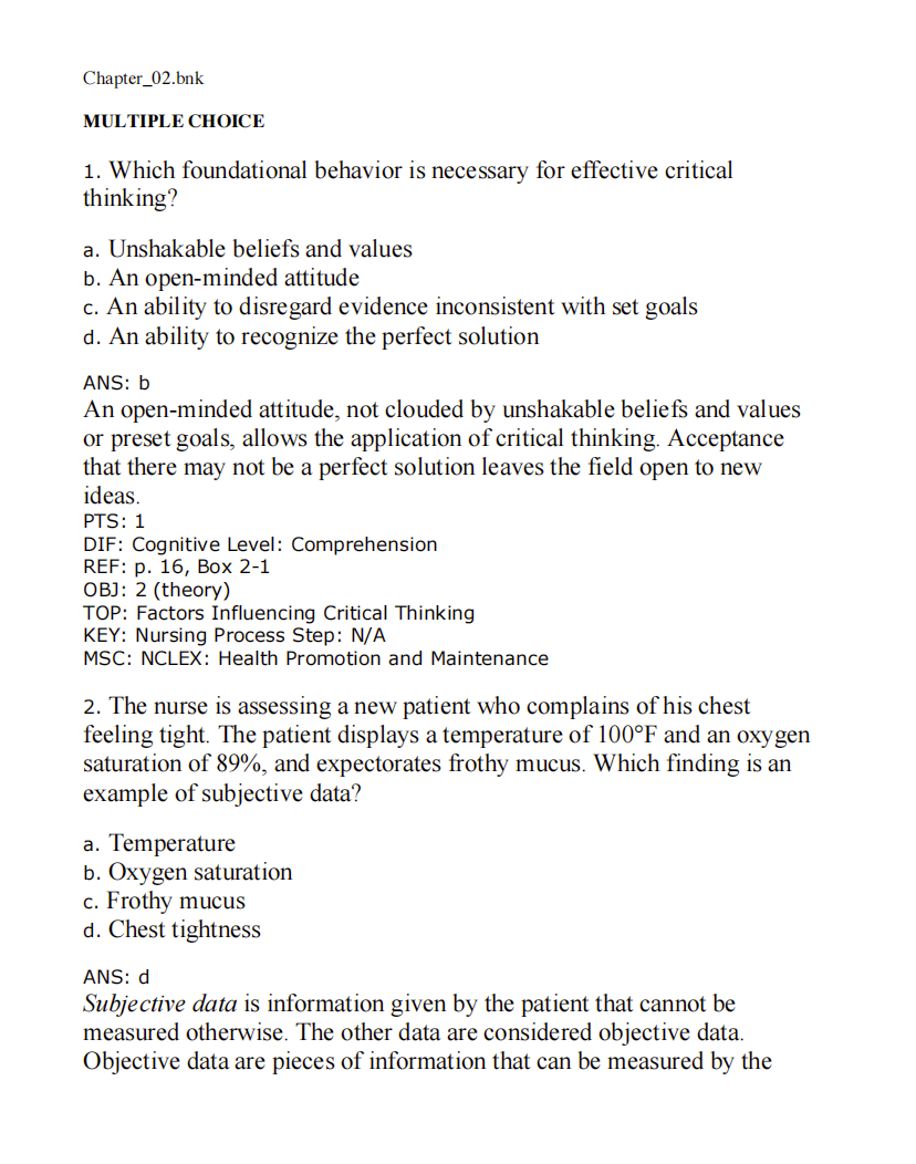 Test Bank Medical-Surgical Nursing: Concepts & Practice 5th Edition by Stromberg