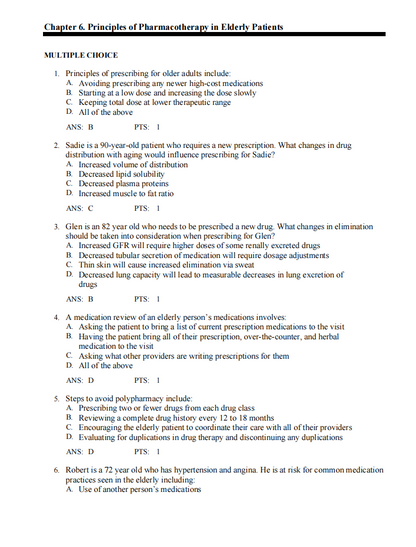 Test Bank Pharmacotherapeutics for Advanced Practice: A Practical Approach 5th Edition