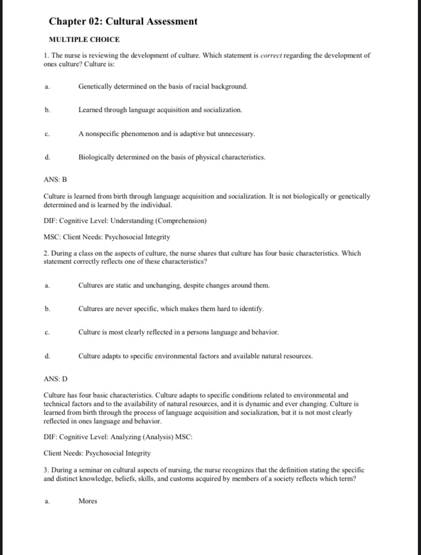 Test Bank Physical Examination and Health Assessment 8th Edition by Jarvis