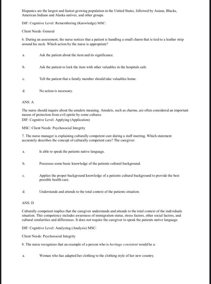 Test Bank Physical Examination and Health Assessment 8th Edition by Jarvis