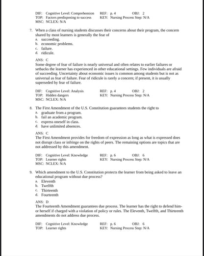 Test Bank Success in Practical/Vocational Nursing 8th Edition by Knecht
