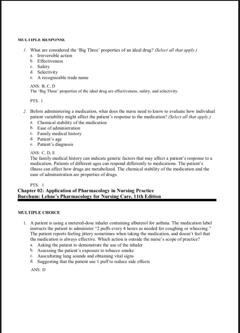 Test Bank Lehne’s Pharmacology for Nursing Care 11th Edition by Jacqueline Rosenjack Burchum