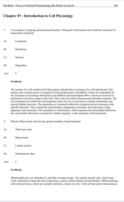 Test Bank Focus on Nursing Pharmacology 8th Edition by Karch